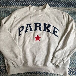 Parke Gray Crewneck Sweater with Navy and Red Details